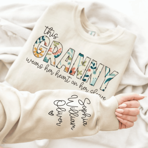 Custom Granny Sweatshirt, Grandma Heart Shirt, Grandkids Name Shirt, Gift For Nana, Grammy Personalized Shirt
