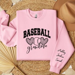 Custom Baseball Grandma Sweatshirt with Name on Sleeve Personalized Grammy Sweater Game Day Shirt Crewneck or Hoodie Mothers Day Gift 1