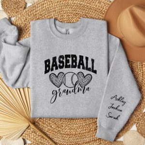 Custom Baseball Grandma Sweatshirt with Name on Sleeve Personalized Grammy Sweater Game Day Shirt Crewneck or Hoodie Mothers Day Gift 3