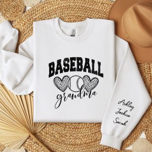 Custom Baseball Grandma Sweatshirt with Name on Sleeve Personalized Grammy Sweater Game Day Shirt Crewneck or Hoodie Mothers Day Gift 4
