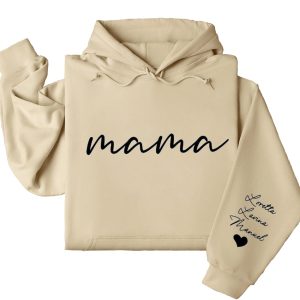 Custom Mama Sweatshirt with Kids Name on Sleeve Personalized Mom Sweatshirt Minimalist Momma Sweater Mothers Day Gift for Mom Hoodie and Sweater T shirt Cotton Menswear Polyester Tops 2