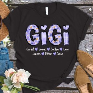 Custom Gigi Shirt with Grandkids Names - Personalized Grandma T-Shirt - Mother's Day Gift for Gigi, Nana, or Mimi