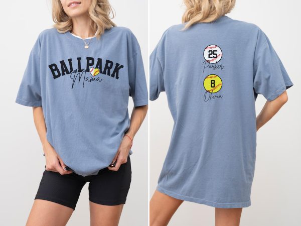 Baseball Softball Mom Shirt Softball Baseball Mom Shirt Ballpark Mama Shirt Names on Back Custom Baseball Mom 1