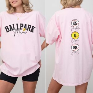 Personalize Baseball Softball Mom Shirt, Ballpark Mama Shirt Names on Back Custom Baseball Mom T-shirt