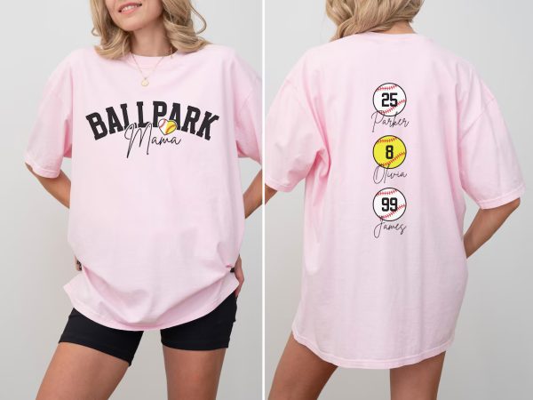 Baseball Softball Mom Shirt Softball Baseball Mom Shirt Ballpark Mama Shirt Names on Back Custom Baseball Mom 2