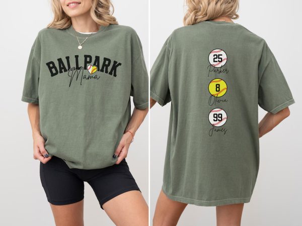 Baseball Softball Mom Shirt Softball Baseball Mom Shirt Ballpark Mama Shirt Names on Back Custom Baseball Mom 3