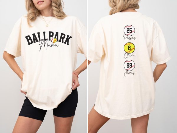 Baseball Softball Mom Shirt Softball Baseball Mom Shirt Ballpark Mama Shirt Names on Back Custom Baseball Mom scaled