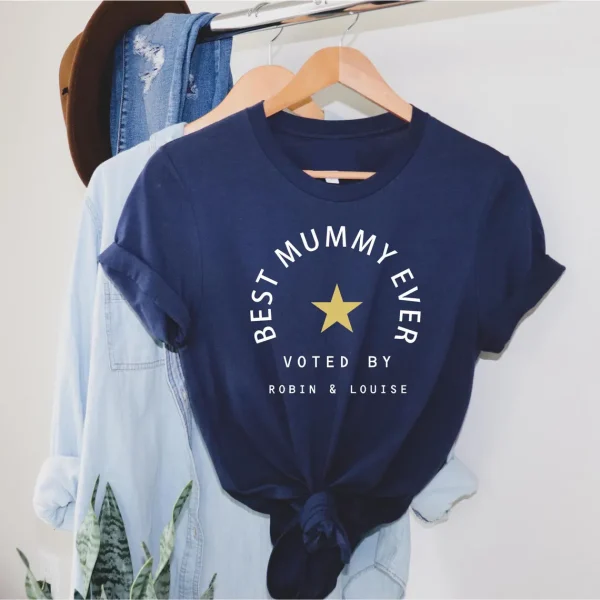Best Mummy ever voted by add kids names Custom mum T Shirt Mothers Day Gift 2