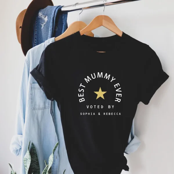 Best Mummy ever voted by add kids names Custom mum T Shirt Mothers Day Gift 3