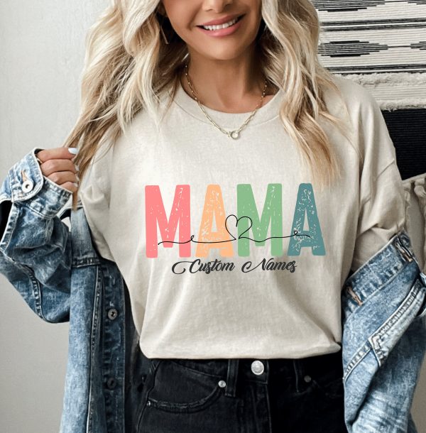 Custom Mama Shirt Mom Shirt With Names Personalized Mama T shirt 2 scaled