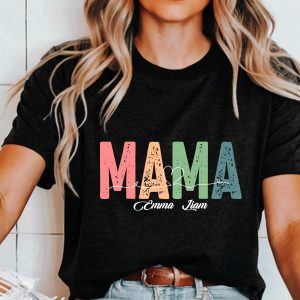 Custom Mama Shirt, Mom Shirt With Names, Personalized Mama T-shirt, Mother's Day Gifts