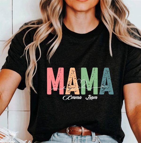 Custom Mama Shirt Mom Shirt With Names Personalized Mama T shirt scaled