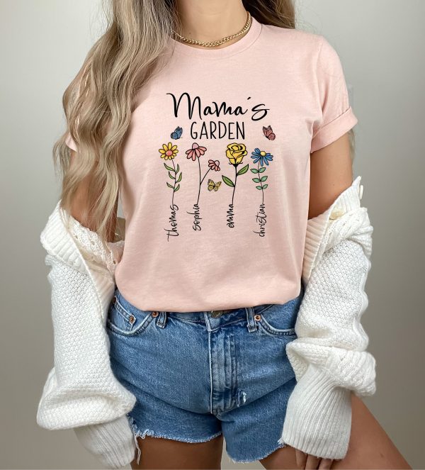 Custom Mothers Day Shirt Personalized Mom Gift Mothers Day Gift Mamas Garden T Shirt scaled
