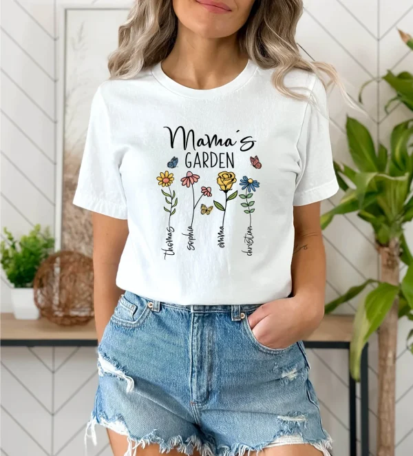 Custom Mothers Day Shirt Personalized Mom Gift Mothers Day Gift Mamas Garden T Shirt Customized Mom Tee 1