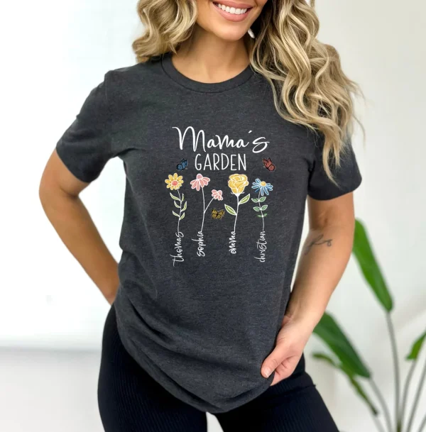 Custom Mothers Day Shirt Personalized Mom Gift Mothers Day Gift Mamas Garden T Shirt Customized Mom Tee 2