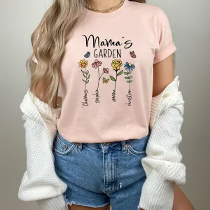 Custom Mothers Day Shirt, Personalized Mom Gift, Mothers Day Gift, Mama's Garden T-Shirt, Customized Mom Tee