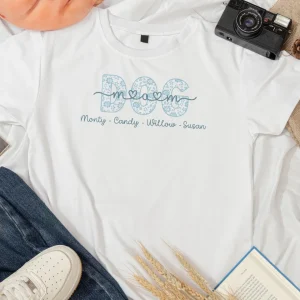 Dog Mom Shirt, Custom Dog Names T Shirt, Customized Shirt, Personalized Pet Tee, Gift for Pet Lovers