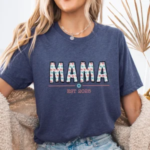Floral Mama Shirt Mothers Day Tshirt New Mama Tee Doodle Letters Mama Personalised Mum T shirt 1