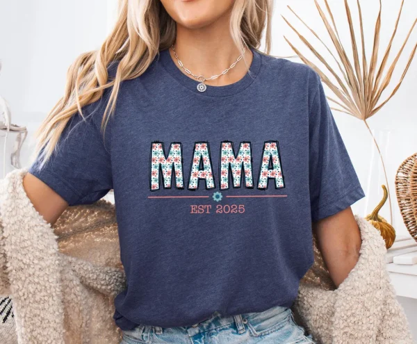 Floral Mama Shirt Mothers Day Tshirt New Mama Tee Doodle Letters Mama Personalised Mum T shirt 1