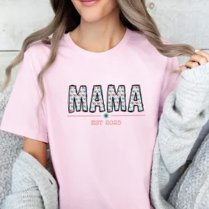 Floral Mama Shirt Mothers Day Tshirt New Mama Tee Doodle Letters Mama Personalised Mum T shirt 2