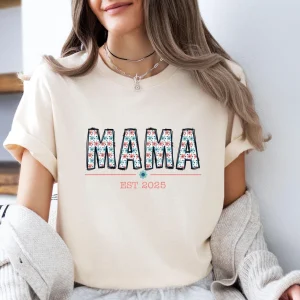Floral Mama Shirt, Mothers Day T-shirt, New Mama Tee, Doodle Letters Mama, Personalized Mum T shirt