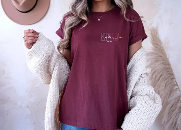 Mama Est Shirt Mama T shirt Custom Mama Shirt New Mum Gift Mothers Day Shirt 2