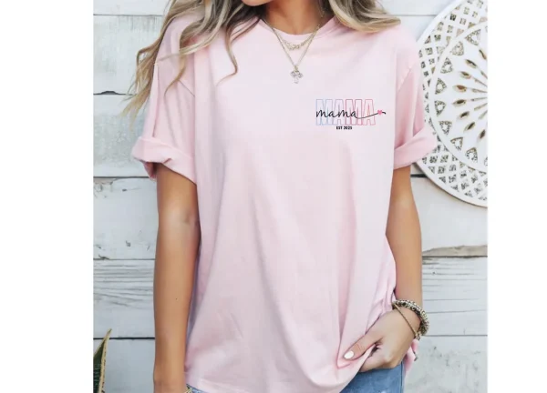 Mama Est Shirt Mama T shirt Custom Mama Shirt New Mum Gift Mothers Day Shirt 4