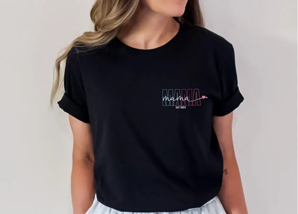 Mama Est Shirt Mama T shirt Custom Mama Shirt New Mum Gift Mothers Day Shirt