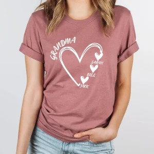 Mama Shirt Personalised Shirt Mum T Shirt Custom Grandma Tee Heart Tshirt New Grandma Gift 1
