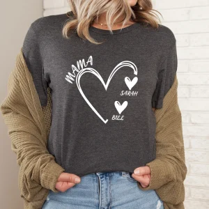 Mama Shirt Personalised Shirt Mum T Shirt Custom Grandma Tee Heart Tshirt New Grandma Gift 2