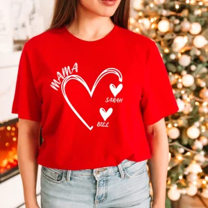 Mama Shirt Personalised Shirt Mum T Shirt Custom Grandma Tee Heart Tshirt New Grandma Gift 3