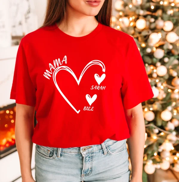 Mama Shirt Personalised Shirt Mum T Shirt Custom Grandma Tee Heart Tshirt New Grandma Gift 3