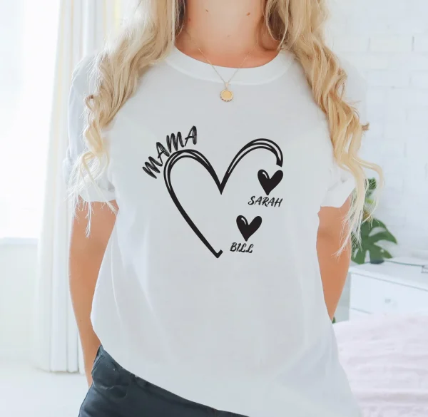 Mama Shirt Personalised Shirt Mum T Shirt Custom Grandma Tee Heart Tshirt New Grandma Gift
