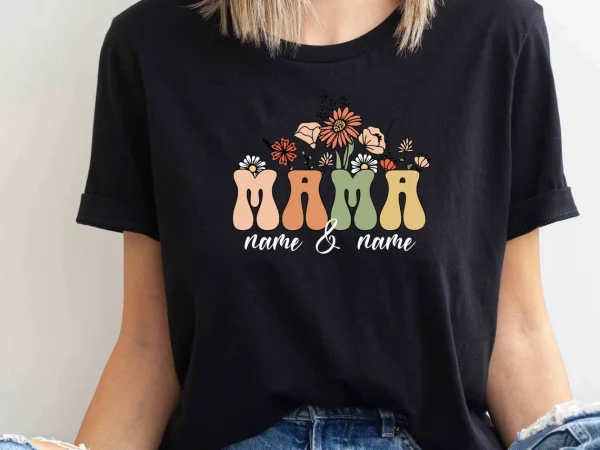 Personalised Kids Name Mum Shirt Floral Mother Shirt Mothers Day T Shirt Custom Mama Shirt 1
