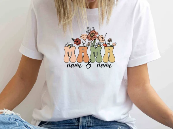 Personalised Kids Name Mum Shirt Floral Mother Shirt Mothers Day T Shirt Custom Mama Shirt 2