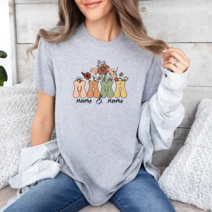 Personalised Kids Name Mum Shirt Floral Mother Shirt Mothers Day T Shirt Custom Mama Shirt 3