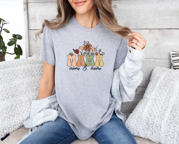 Personalised Kids Name Mum Shirt Floral Mother Shirt Mothers Day T Shirt Custom Mama Shirt 3