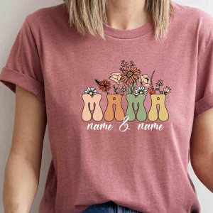 Personalised Kids Name Mum Shirt Floral Mother Shirt Mothers Day T Shirt Custom Mama Shirt 4