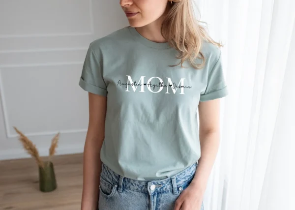 Personalised MOM t shirt MAMA organic t shirt with childrens names 3