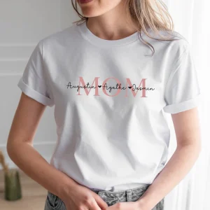 Personalised MOM t shirt MAMA organic t shirt with childrens names Baby shower Mothers day 1