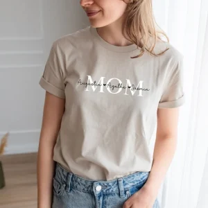 Personalised MOM t-shirt, MAMA organic t-shirt with children's names, Mother's day Gift