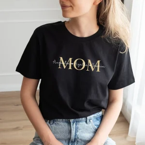 Personalised MOM t shirt MAMA organic t shirt with childrens names Baby shower Mothers day