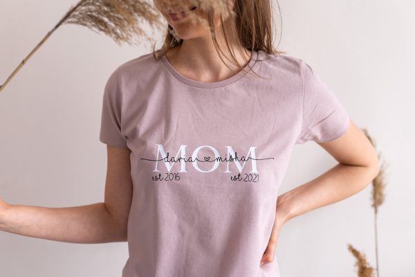 Personalised MOM t shirt Mama t shirt with childrens names and year 2