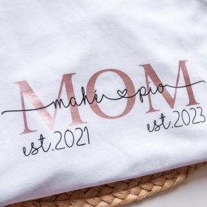 Personalised MOM t shirt Mama t shirt with childrens names and year 3