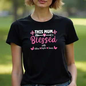Personalised Womens Blessed Mothers Day T Shirt Top Funny Mama Mom Cute Gift Idea 2