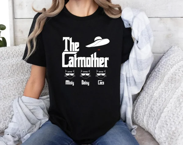 The Catmother T Shirt Cat Mum T Shirt Cat Mama Tee Cat Lovers Top Funny Cat Mum Tshirt Personalized Cat Names Tee 1