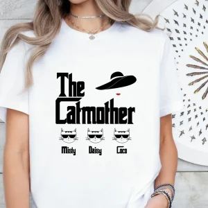 The Catmother T Shirt Cat Mum T Shirt Cat Mama Tee Cat Lovers Top Funny Cat Mum Tshirt Personalized Cat Names Tee 3