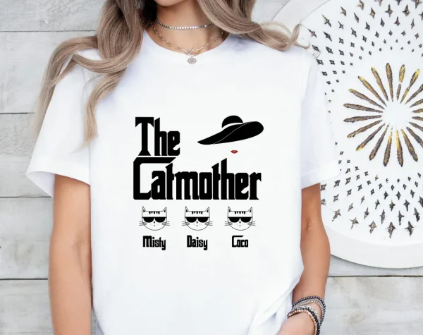 The Catmother T Shirt Cat Mum T Shirt Cat Mama Tee Cat Lovers Top Funny Cat Mum Tshirt Personalized Cat Names Tee 3