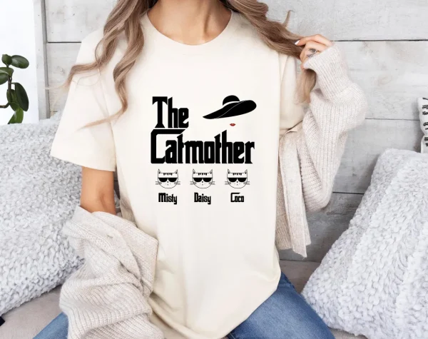 The Catmother T Shirt Cat Mum T Shirt Cat Mama Tee Cat Lovers Top Funny Cat Mum Tshirt Personalized Cat Names Tee