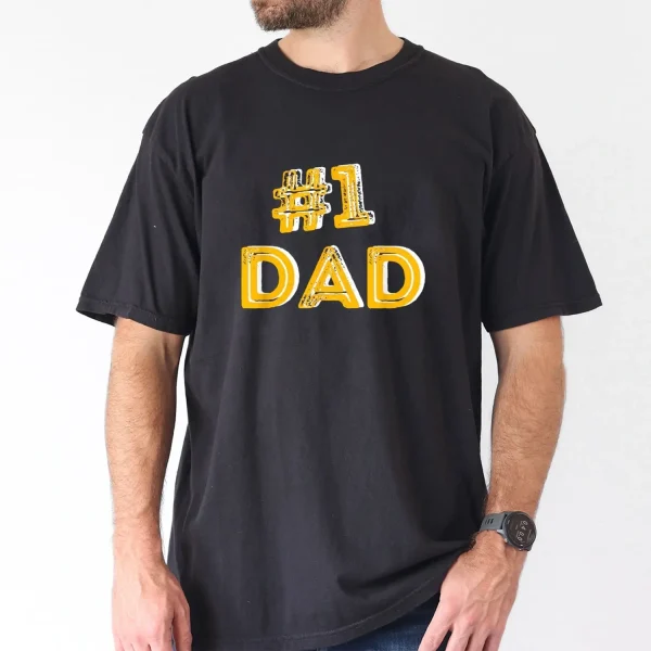 1 Dad Number One Fathers Day Gift Family Man Best Dad Ever T Shirt 100 Cotton Single Side Printed Black Short Sleeve T shirt FatherS Day Gift for Family Father Papa Dad S XXXL 2